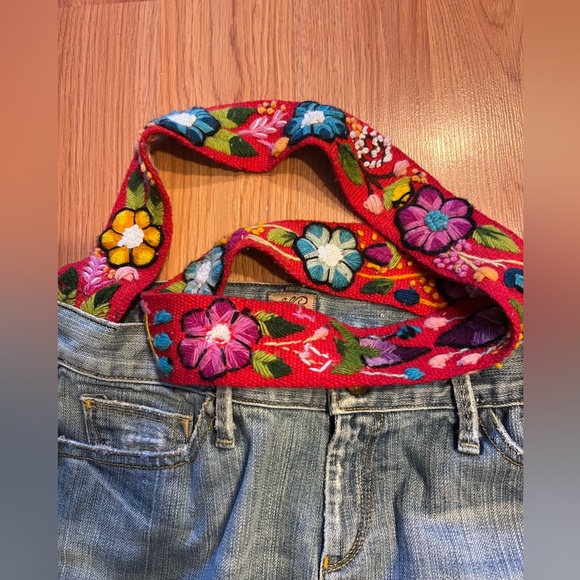 Recycled Denim Crossbody with Vintage Embroidered Strap - Picture 13 of 15